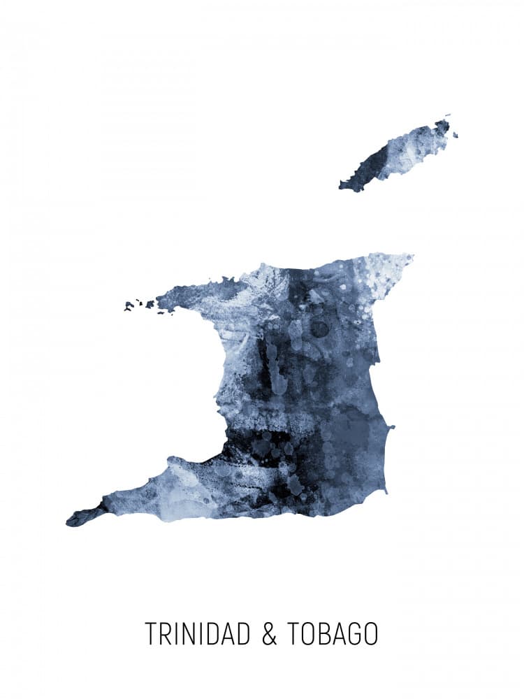 Trinidad Tobago Watercolor Map by Michael Tompsett — canvas wall art