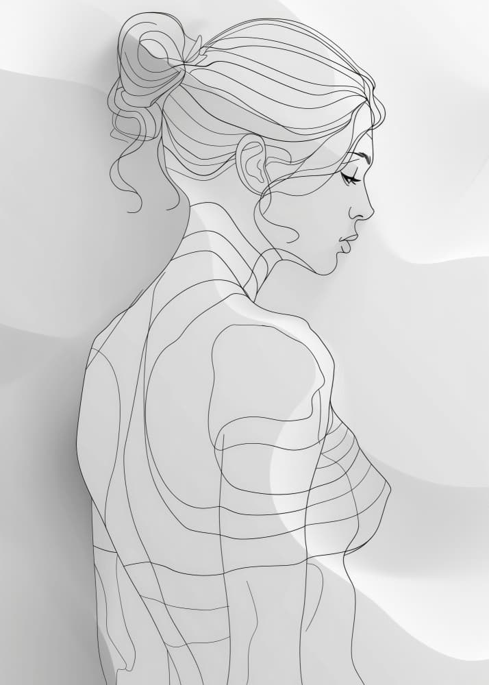 Serene Woman Line Art by Justyna Jaszke — canvas wall art