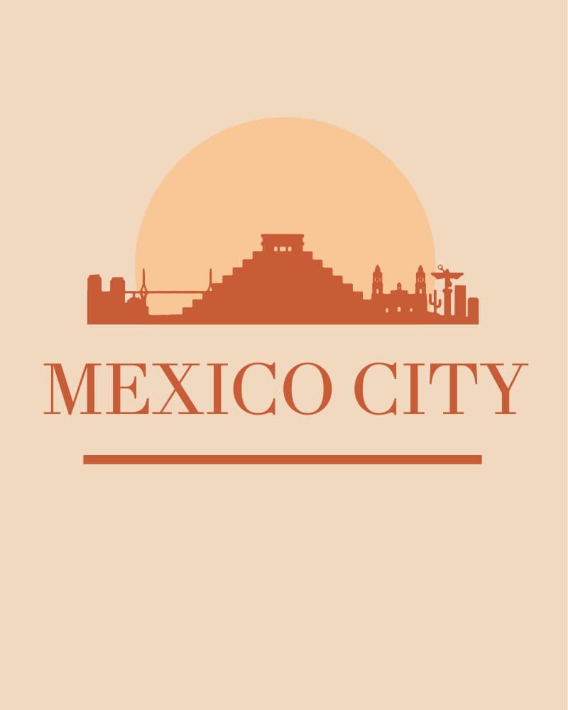 Mexico City Skyline Sunset by Emiliano Deificus — canvas wall art