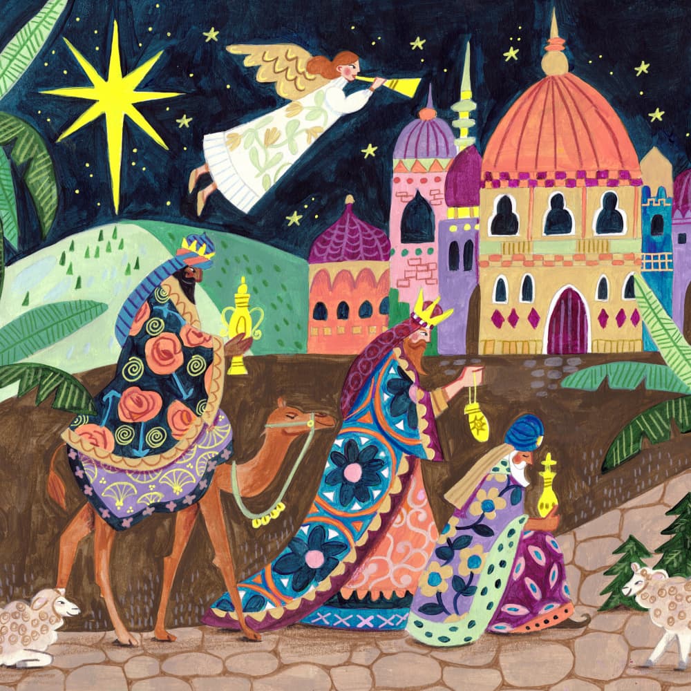 Three Wise Men in the night Christmas by Caroline Bonne Müller — canvas wall art