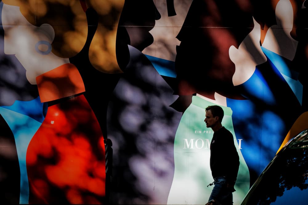 Colorful Mural Urban Silhouette by Andreas Timar — canvas wall art