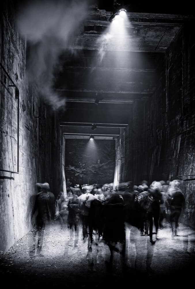 Mysterious Tunnel Crowd by Martin Fleckenstein — canvas wall art
