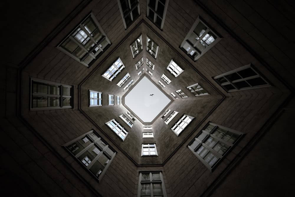 Geometric City Sky by Jorge Pimenta — canvas wall art