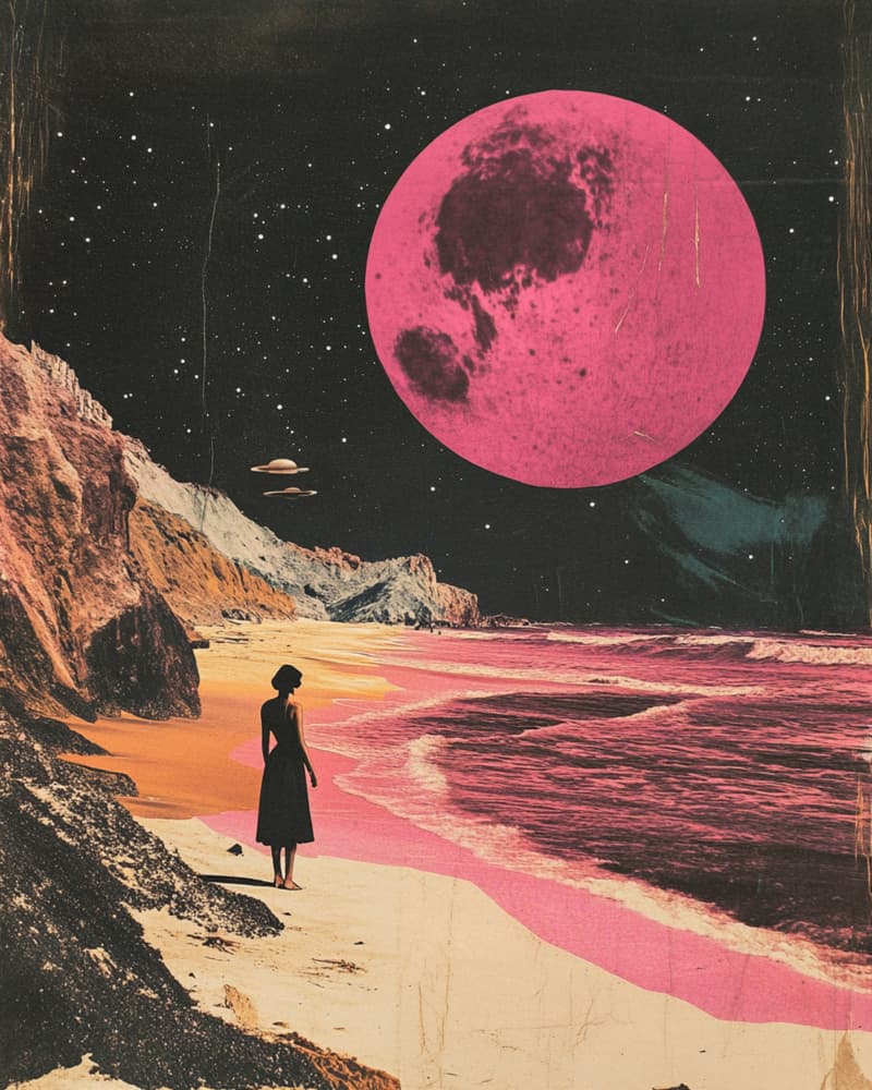 Woman Under Pink Moon by Samantha Hearn — canvas wall art