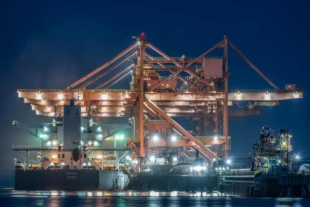 Industrial Port Night Glow by Kobayashi Tetsurou — canvas wall art