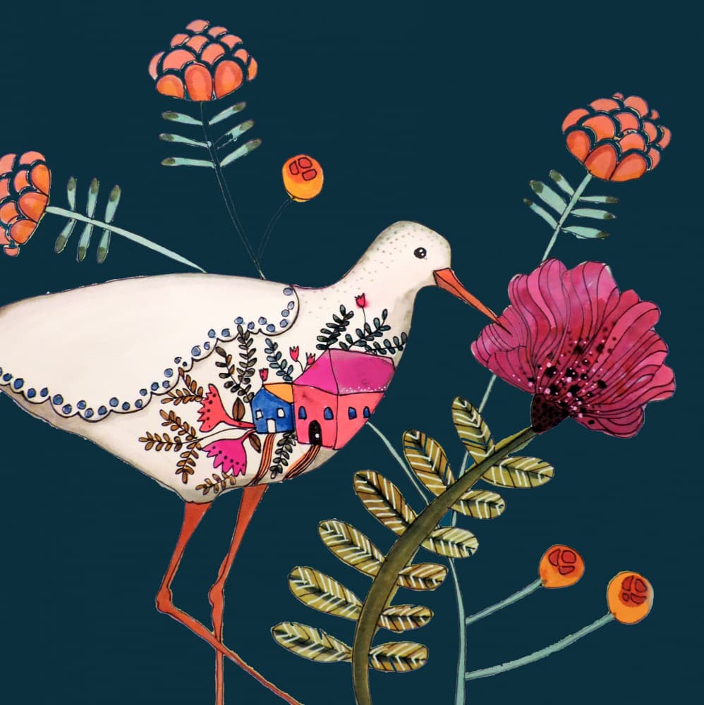 Whimsical Bird Garden by Sylvie Demers — canvas wall art