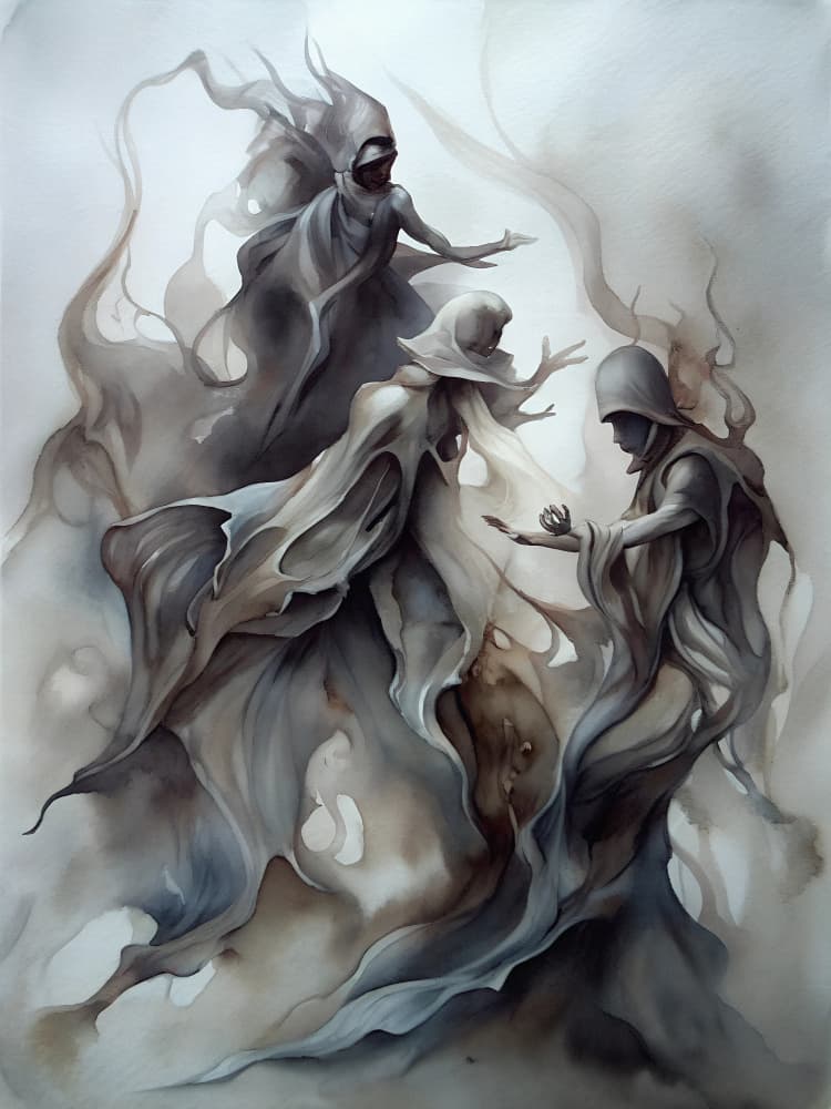 Three Mystic Figures by Miguel Bruzual — canvas wall art