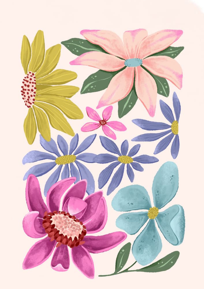 Vibrant Flower Collection by Sol Fumis — canvas wall art