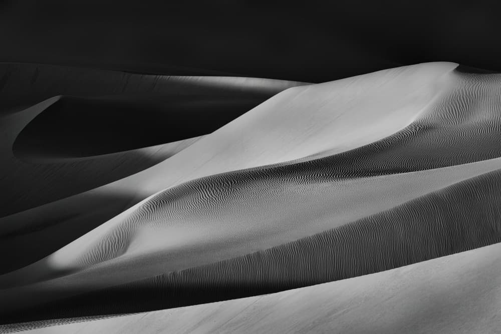 Monochrome Desert Waves by Jenny Qiu — canvas wall art