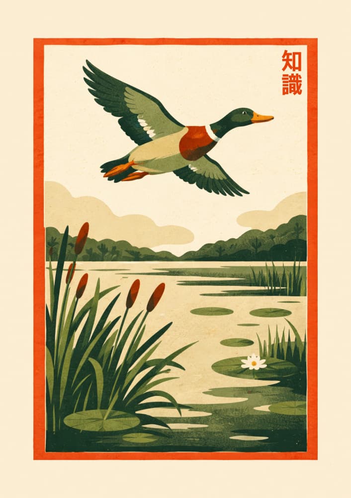 Flying Mallard Over Lake by Patryk Krygowski — canvas wall art