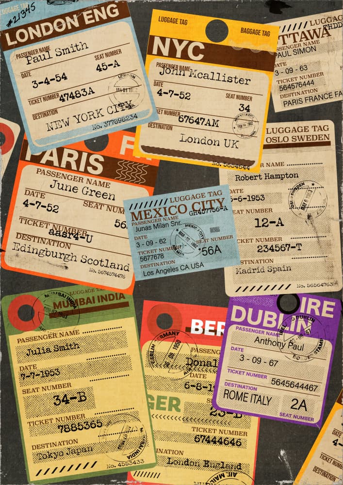 Vintage Travel Tags by Nicholas — canvas wall art