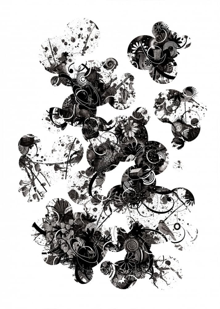 Abstract Ink Floral Swirls by Jaco Putker — canvas wall art