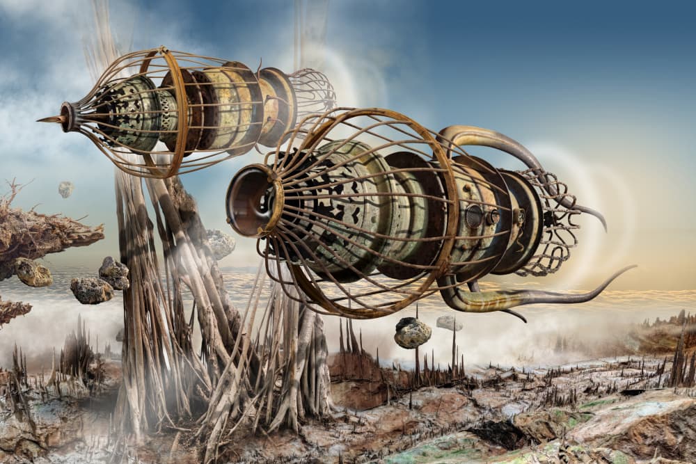 Steampunk Airship Journey by Radoslav Penchev — canvas wall art