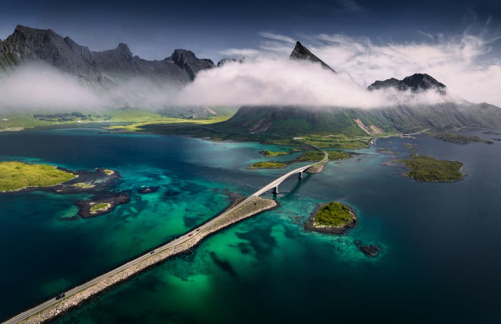 Turquoise Fjord Road by Karol Nienartowicz — canvas wall art