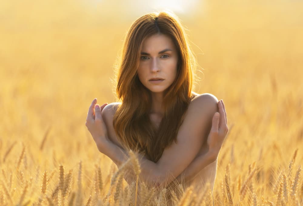 Woman in Golden Wheat by Shlomo Waldmann — canvas wall art