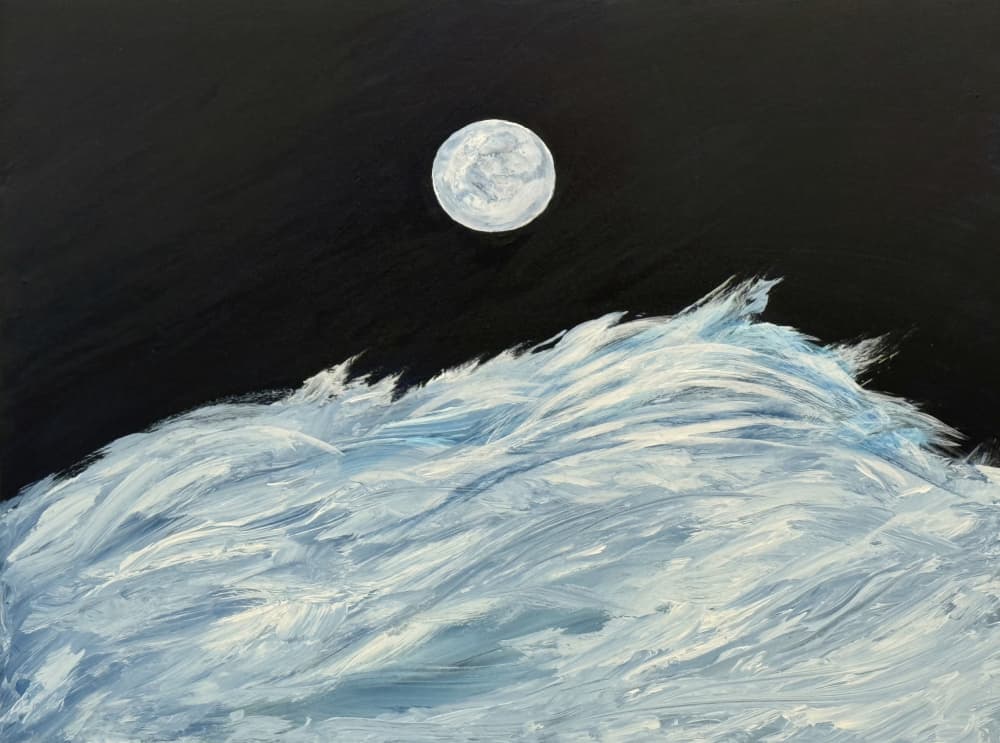 Moonlit Ocean Waves by RodMacIver — canvas wall art