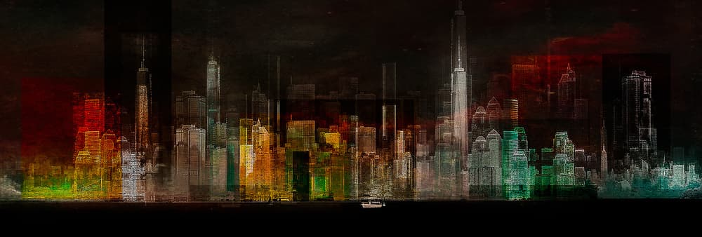 Colorful Urban Skyline by Carmine Chiriacò — canvas wall art