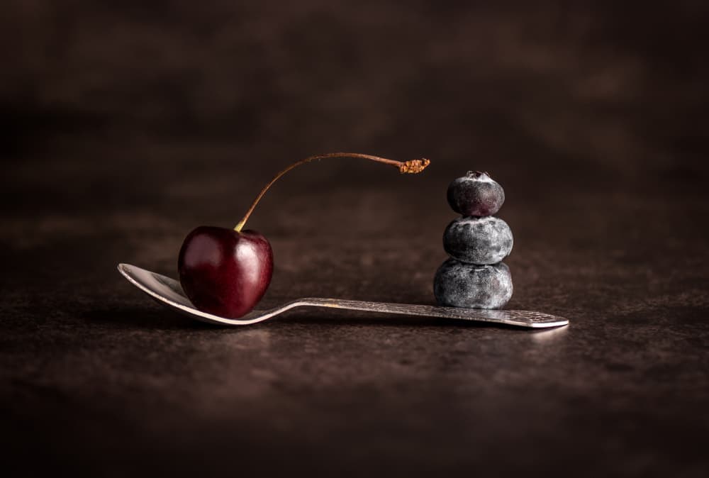 Cherry and Blueberry Balance by Sumit Dhuper — canvas wall art