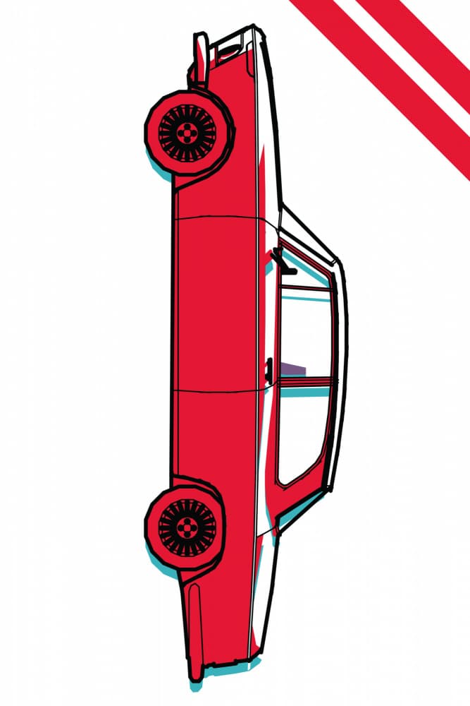 Stylized Red Sports Car by jay stanley — canvas wall art