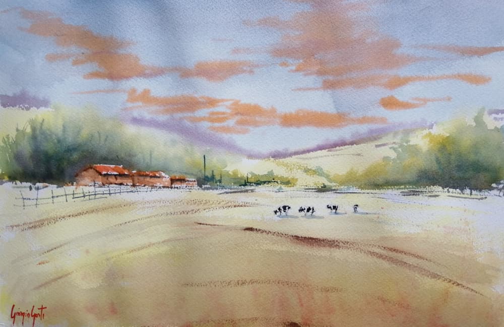 Peaceful Farm Landscape by Giorgio Gosti — canvas wall art