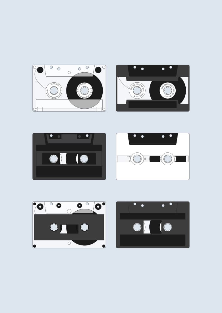 Retro Audio Cassettes by kathrinmay — canvas wall art