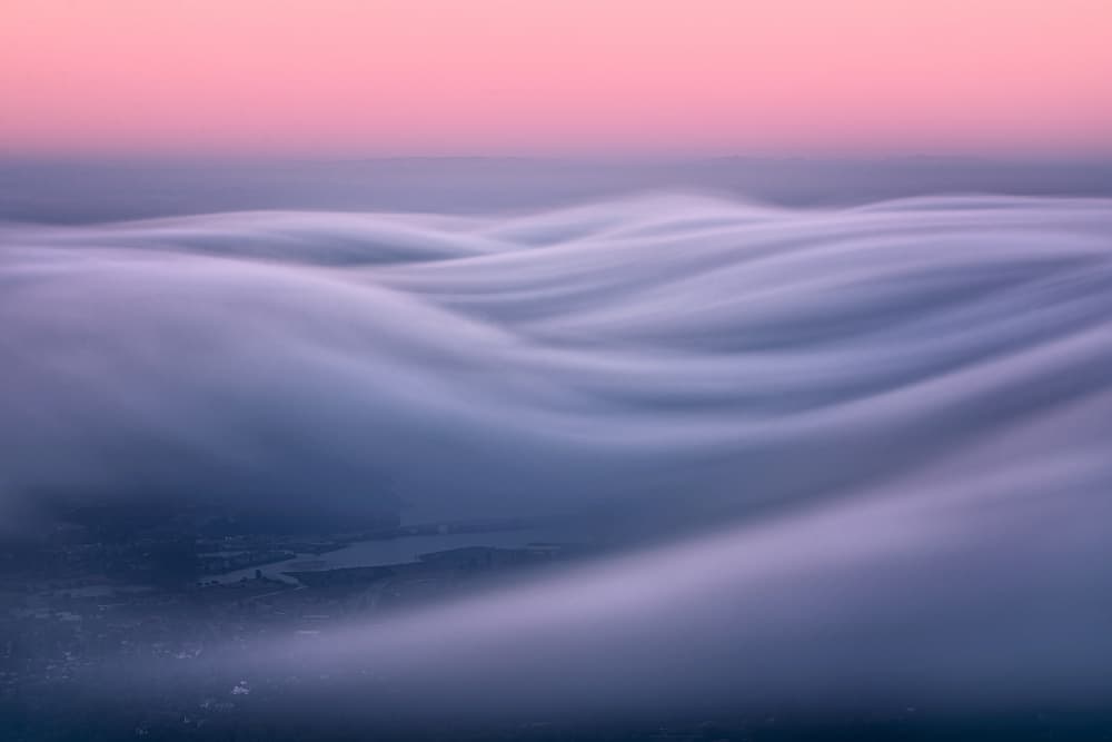 Flowing Clouds Pink Sky by Joan Zhang — canvas wall art