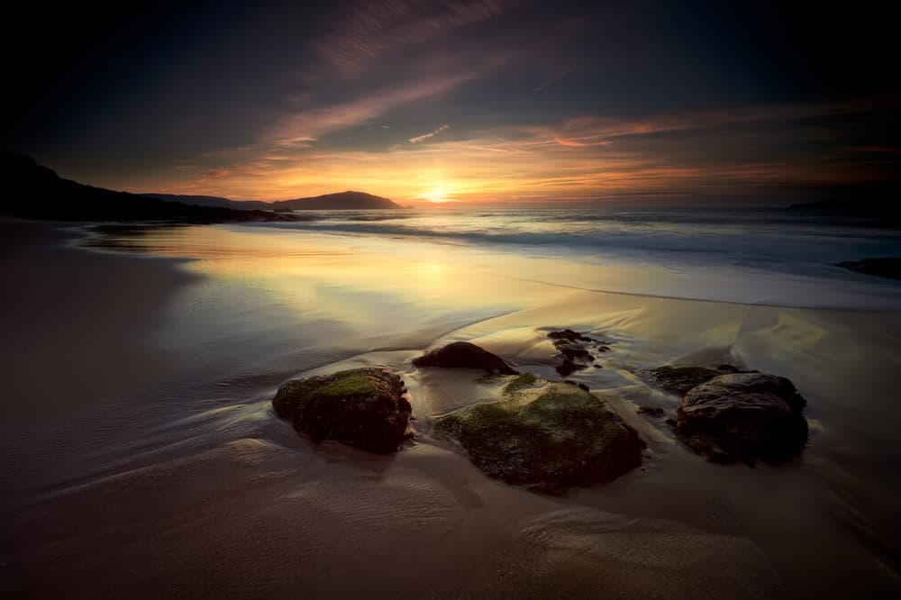 Sunset Beach Reflection by Santiago Pascual Buye — canvas wall art