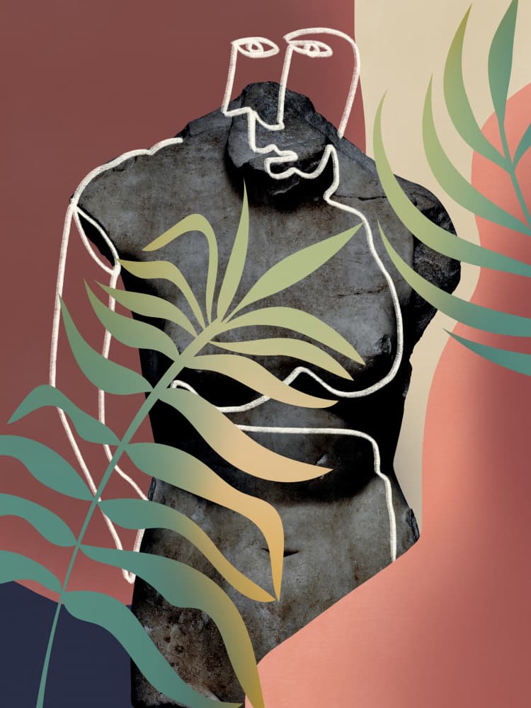 Abstract Torso with Palms by Little Dean — canvas wall art