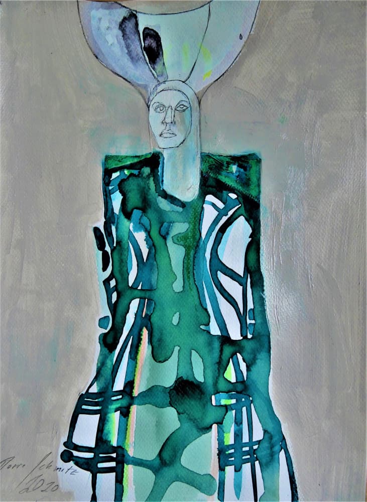 Stylized Green Woman by Doris Schmitz — canvas wall art