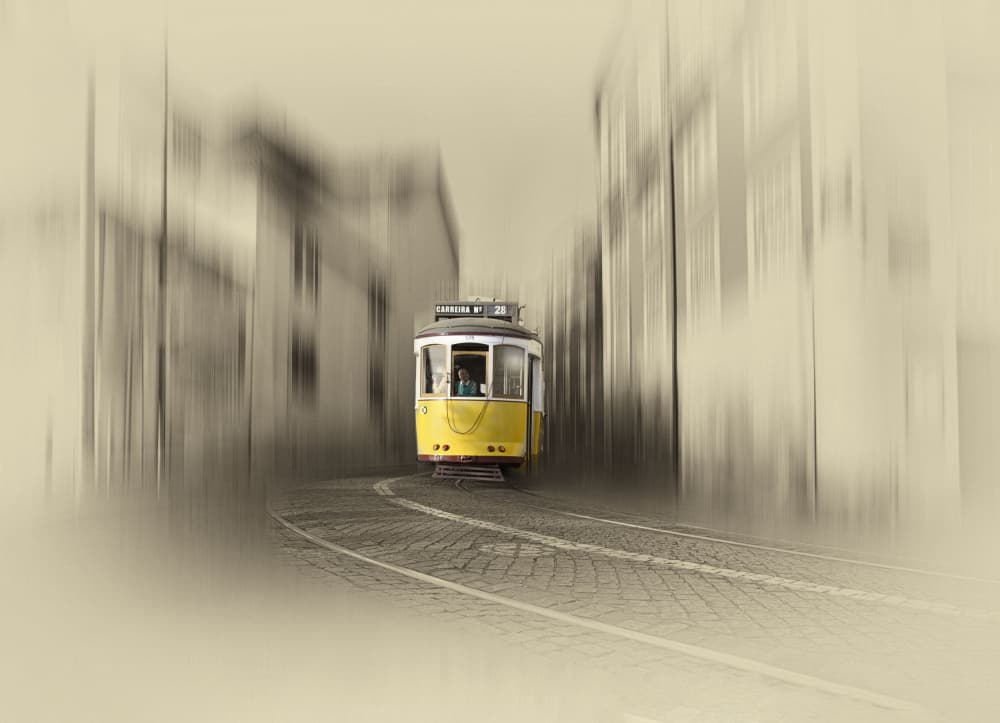 Historic Yellow City Tram by Yanyan Gong — canvas wall art