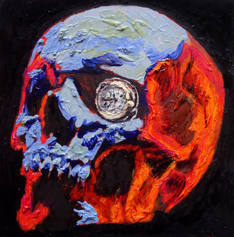 Abstract Fiery Skull by Anton Terziev — canvas wall art