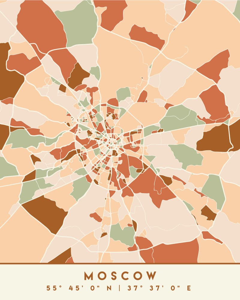 Moscow City Map by Emiliano Deificus — canvas wall art