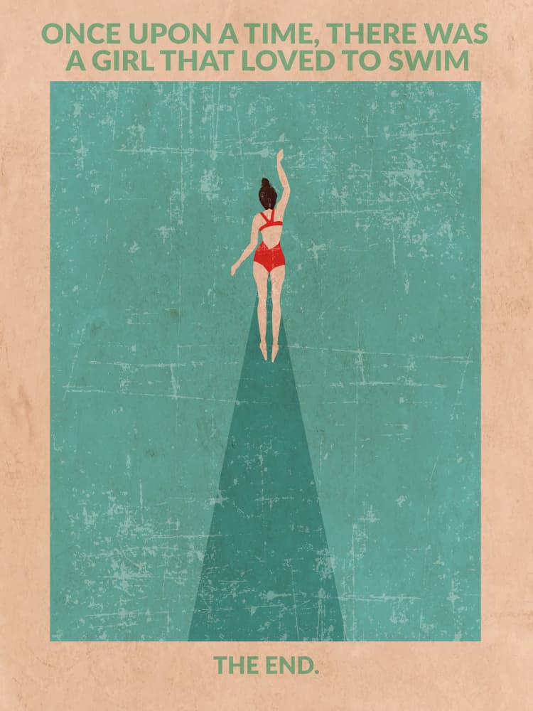 Red Swimsuit Swimmer by WallChart Art Studio — canvas wall art