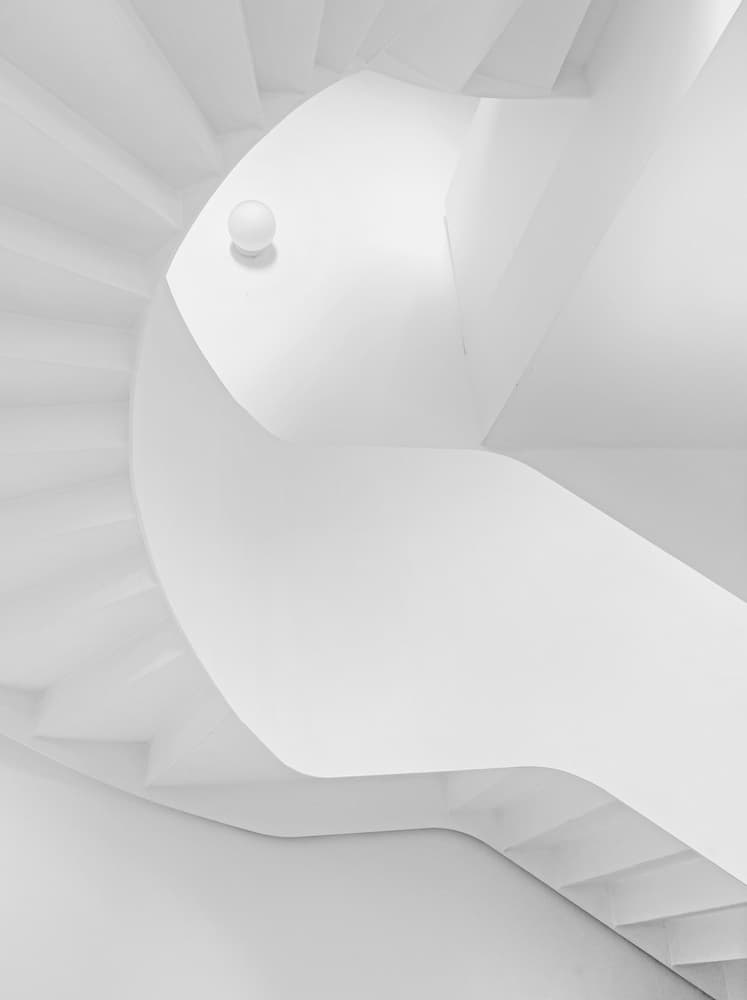 White Spiral Staircase by Lus Joosten — canvas wall art