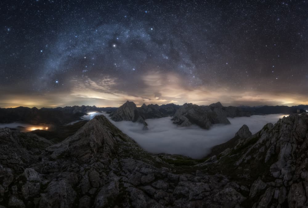 Starry Mountain Cloudscape by Carlos Gonzalez — canvas wall art