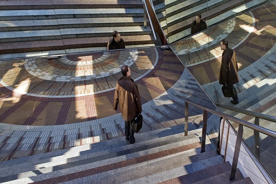 Urban Reflection Walk by Jure Kravanja — canvas wall art