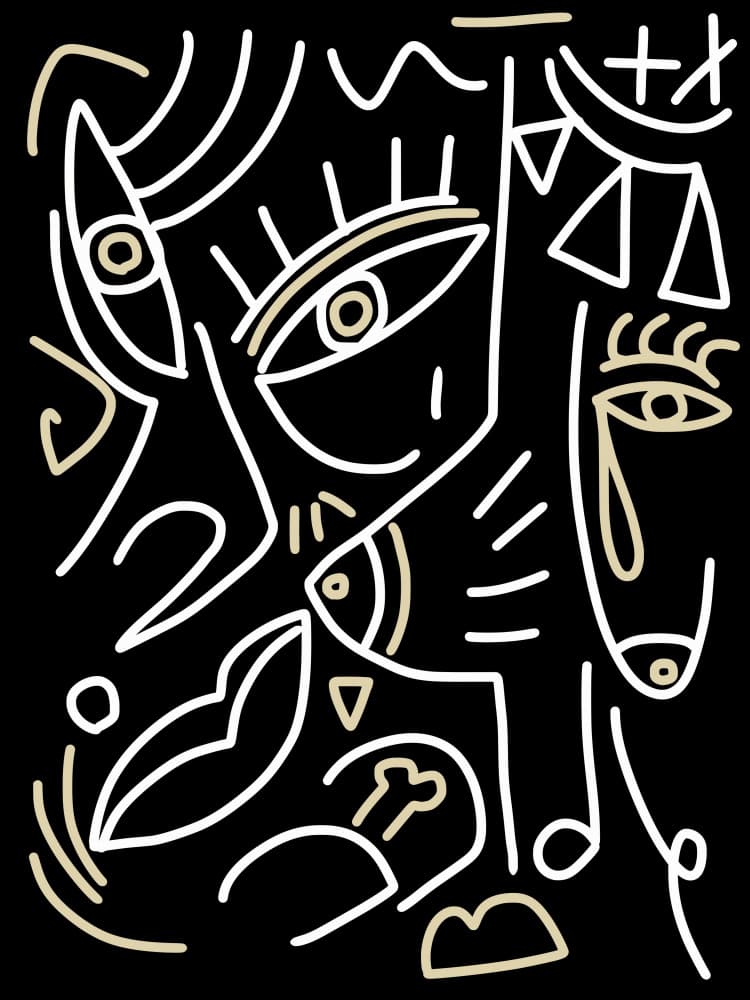Graphic Abstract Faces by Little Dean — canvas wall art