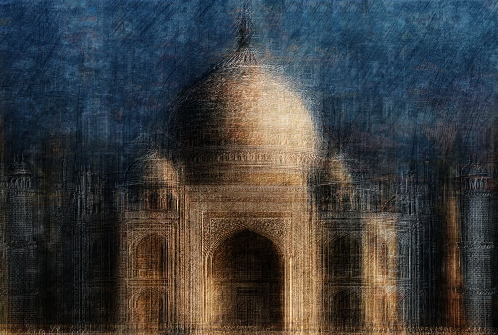 Golden Mystic Taj Mahal by Hans-Wolfgang Hawerkamp — canvas wall art