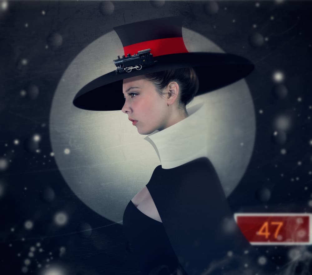 Elegant Moon Hat Woman by Svetlana Melik-Nubarova — canvas wall art