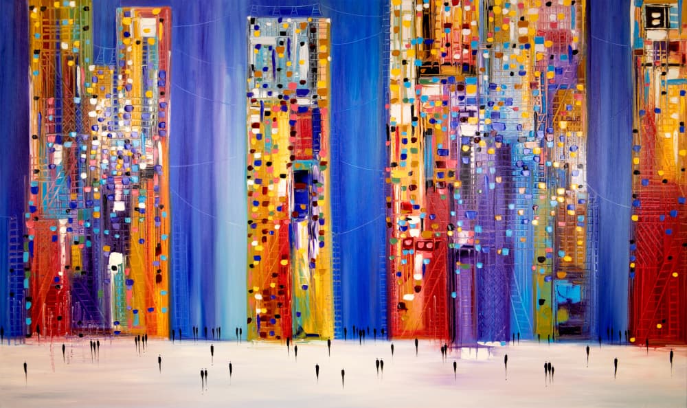 Vibrant City Night Lights by Ekaterina Ermilkina — canvas wall art