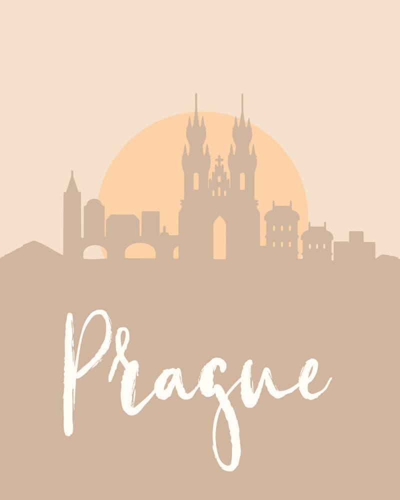 Prague Sunset Skyline by Emiliano Deificus — canvas wall art