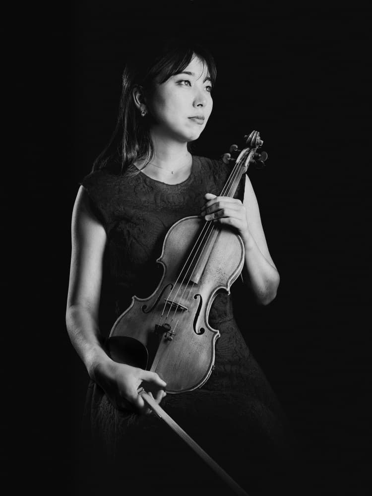 Elegant Violinist Portrait by Eiji Yamamoto — canvas wall art