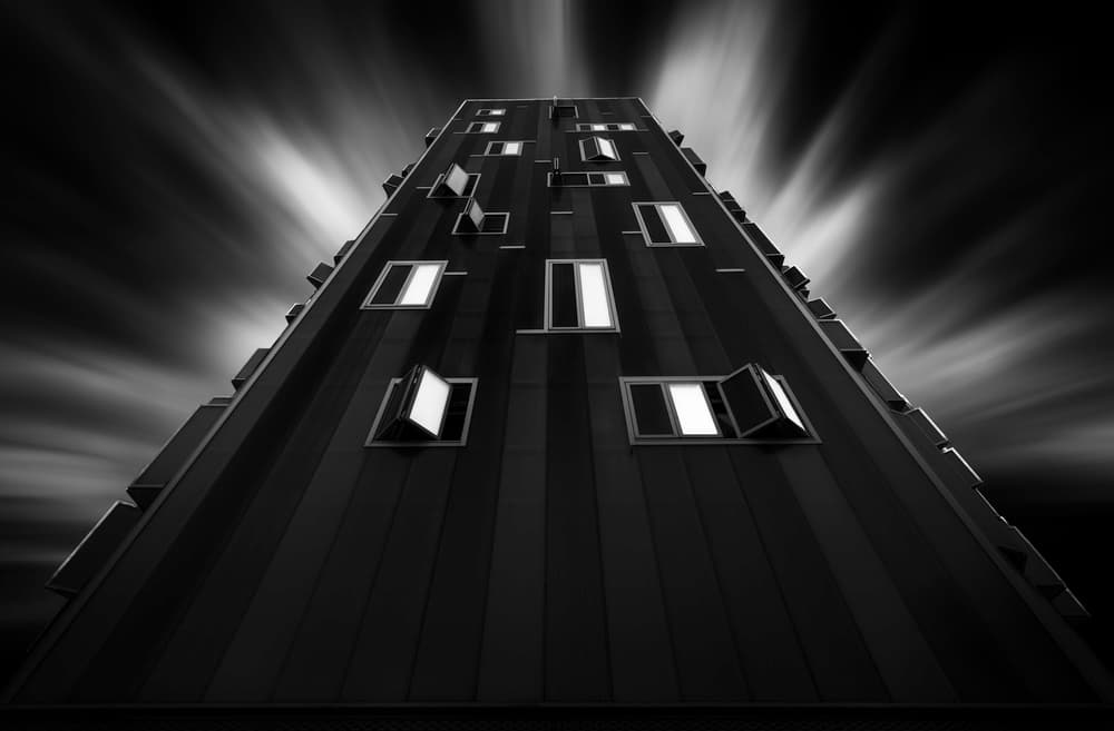 Dark Towering Windows by Rodrigo Núñez Buj — canvas wall art