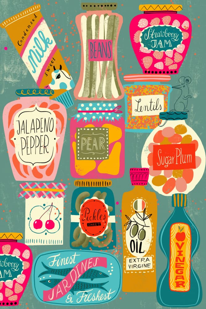 Whimsical Pantry Staples by uta krogmann — canvas wall art