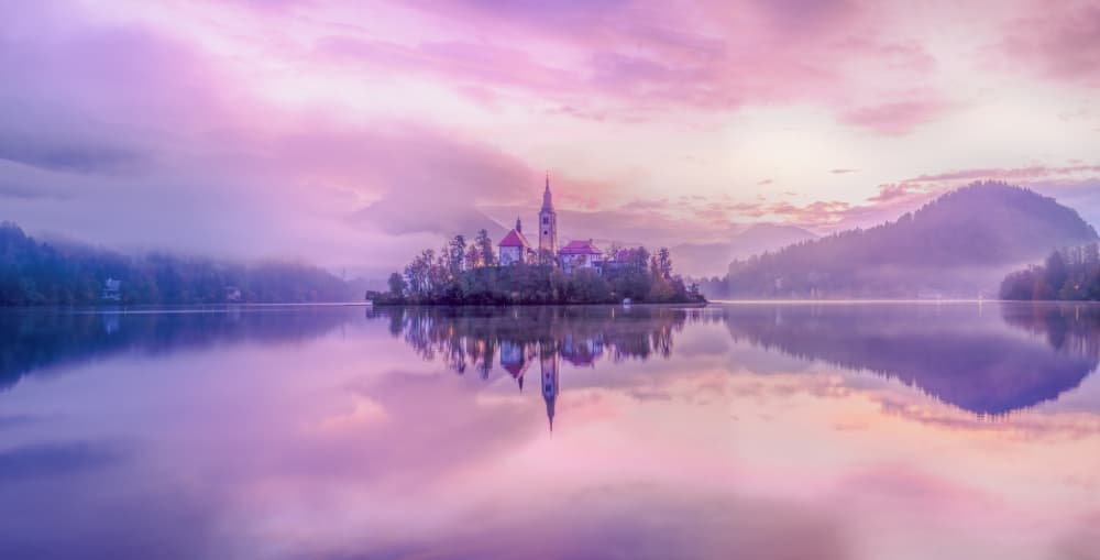 Dreamy Lake Bled by Yuan Su — canvas wall art