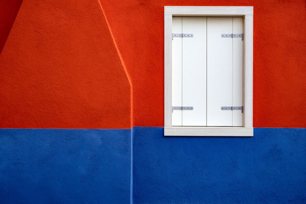 Bold Red Blue Window by Linda Wride — canvas wall art