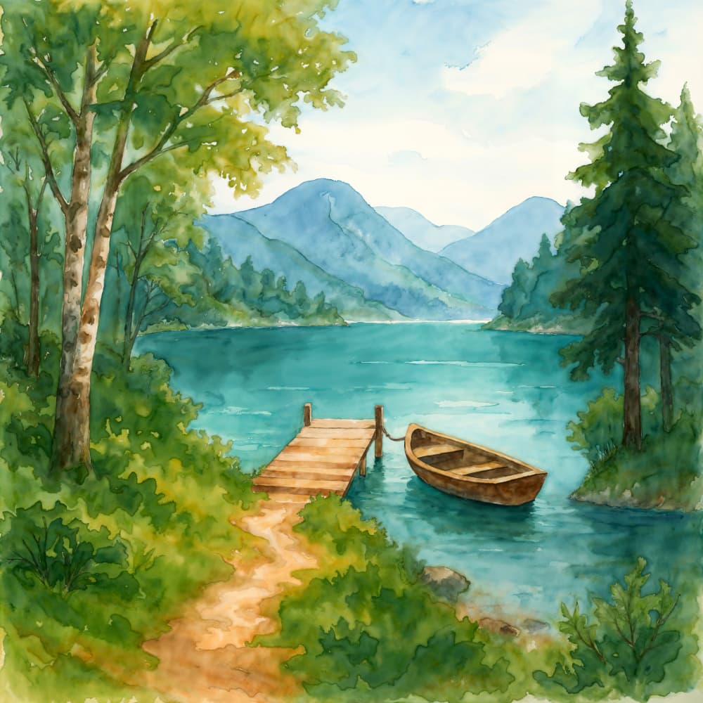 Peaceful Mountain Lake by Natalie Bruns — canvas wall art