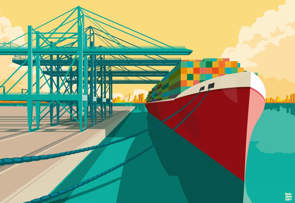 Busy Container Port by Remko Heemskerk — canvas wall art