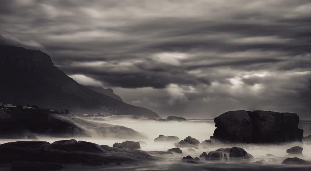 Misty Coastal Landscape by Dora Artemiadi — canvas wall art