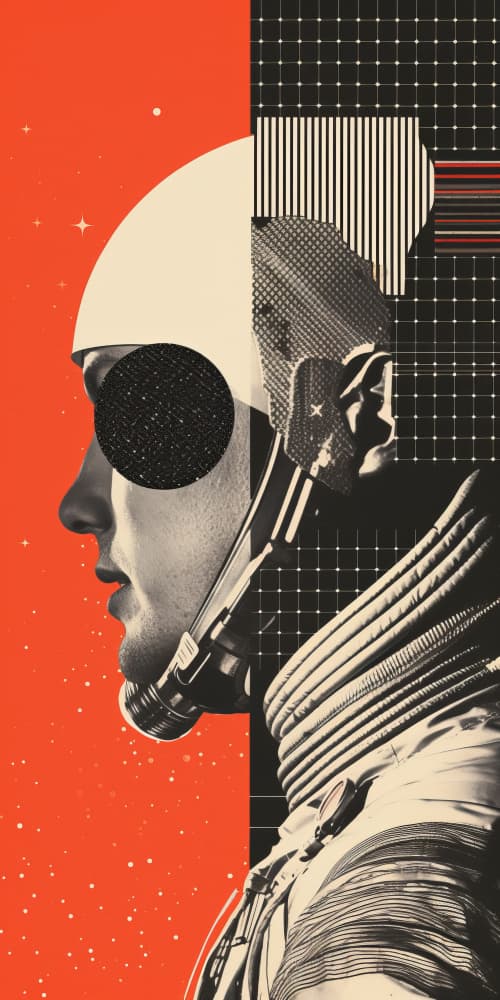 Retro Sci-Fi Astronaut by Bilge Paksoylu — canvas wall art